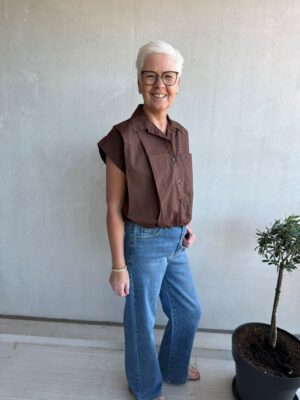Bruine blouse met elastiek