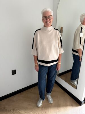 Trui beige met zwart