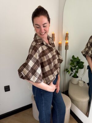 Bruine ruitblouse