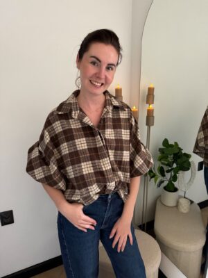 Bruine ruitblouse