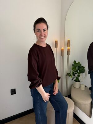 Bruine sweater met elastiek